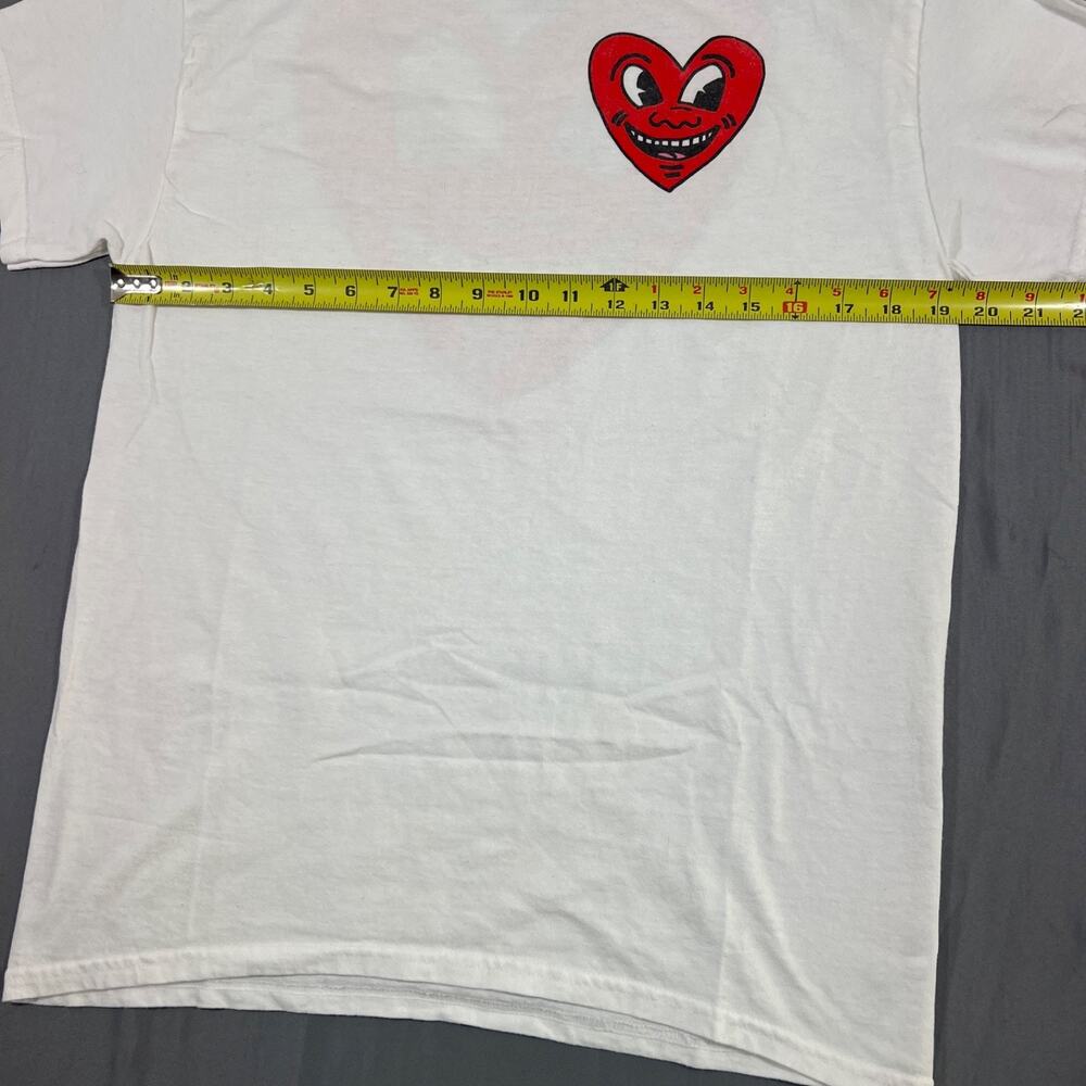 Keith Haring T Shirt Mens Medium White Graphic Heart Back Print Art Tee - Picture 4 of 7